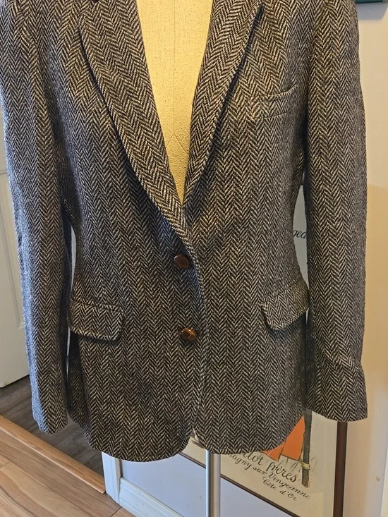 Vintage Union Made Lands End Herringbone Women’s Blazer Jacket Size 12 - Picture 2 of 13